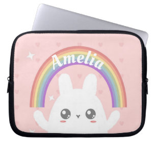 Housse Pour Ordinateur Portable Cute Kawaii Bunny et Rainbow Personnalisé
