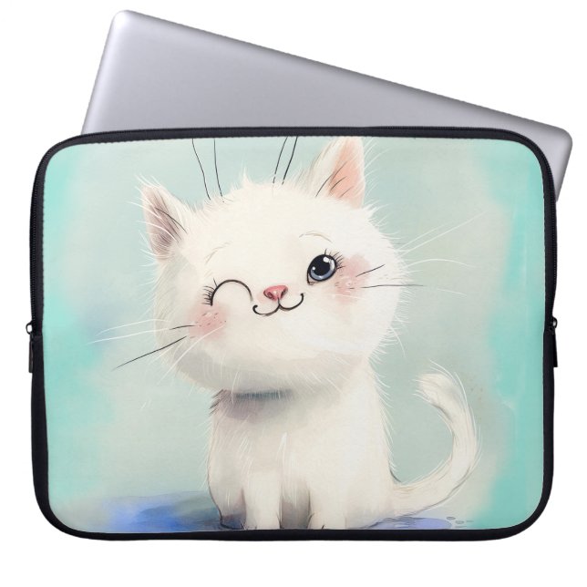 Housse Pour Ordinateur Portable Cute Kitten blanc (Devant)