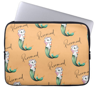 Housse Pour Ordinateur Portable Cute Kitten Purrmaid - Fun Mermaid Design de chat