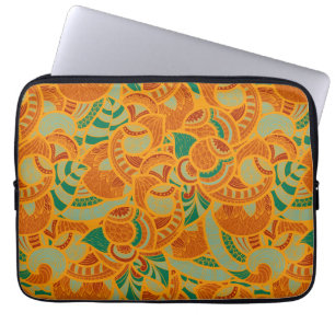 Housse Pour Ordinateur Portable Cute orange abstrait fleurs sans soudure carreaux