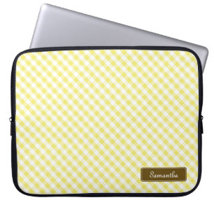Housse Pour Ordinateur Portable Cute Pastel Jaune En vichy Motif