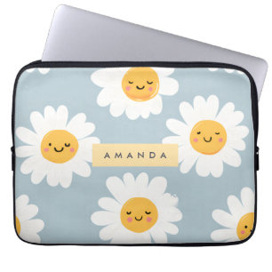 Housse Pour Ordinateur Portable Cute Pastel personnalisé Smiling Daisy