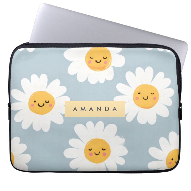 Housse Pour Ordinateur Portable Cute Pastel personnalisé Smiling Daisy (Devant)