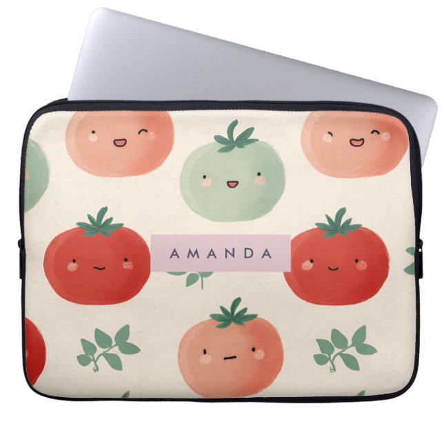 Housse Pour Ordinateur Portable Cute personnalisée Kawaii Pastel Visages Tomato (Devant)