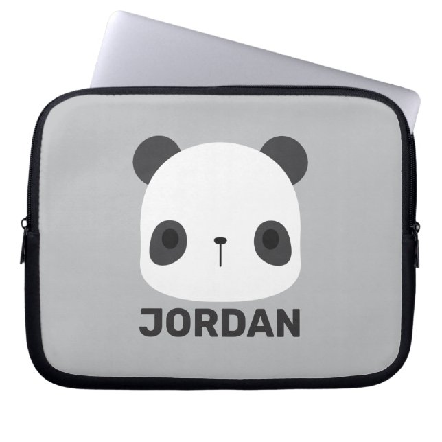 Housse Pour Ordinateur Portable Cute petit ours Panda avec nom personnalisé (Devant)