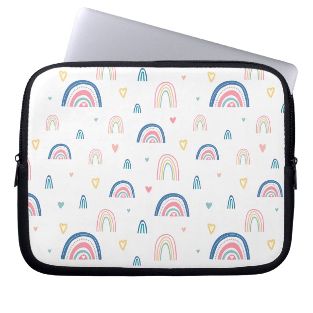 Housse Pour Ordinateur Portable Cute Rainbows & Hearts Motif (Devant)