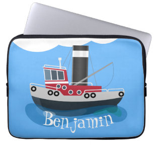 Housse Pour Ordinateur Portable Cute red fishing trawler boat cartoon
