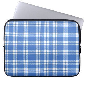 Housse Pour Ordinateur Portable Cute Retro Blue Gingham Plaid Pattern