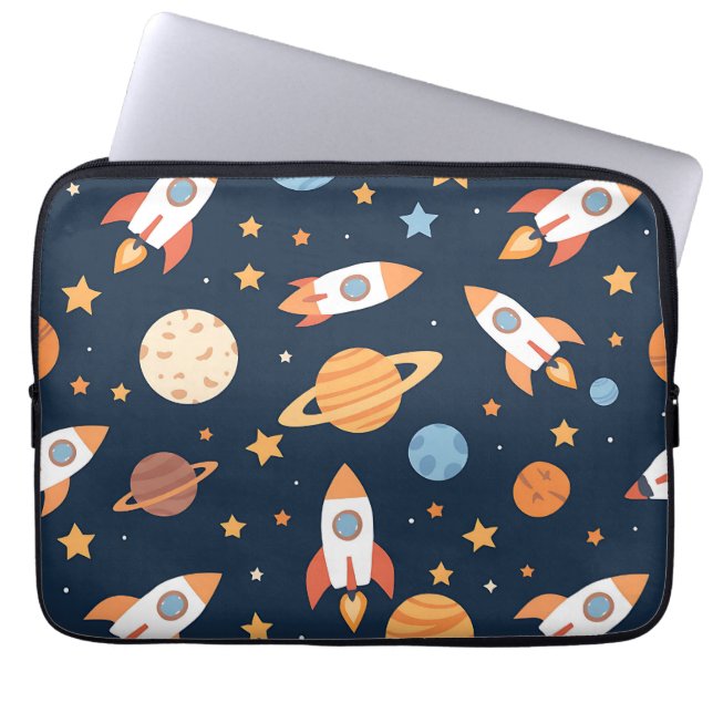 Housse Pour Ordinateur Portable Cute Rockets Planets Space Pattern (Devant)