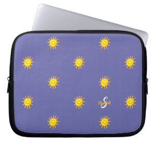 Housse Pour Ordinateur Portable Cute Sunshine Happy Face Name Initial Periwinkl