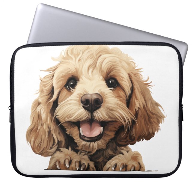HOUSSE POUR ORDINATEUR PORTABLE CUTE TAN COCKAPOO PUPPY CHIEN (Devant)