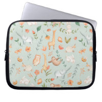 Cute Teal Baby Animal Pastel Pattern