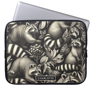 Housse Pour Ordinateur Portable Cute Vintage Racoon sans couture