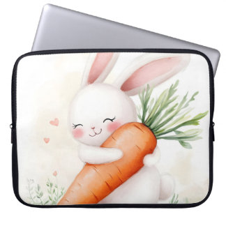Housse Pour Ordinateur Portable Cute Watercolor Spring Bunny Carrot
