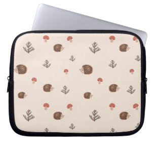 Housse Pour Ordinateur Portable Cute Woodland Hérisson et Motif de champignons