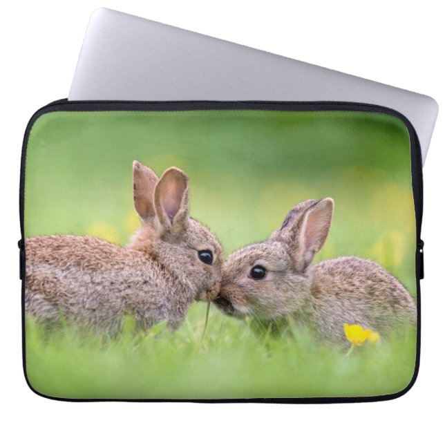 Housse Pour Ordinateur Portable Cutest Baby Animals | Bunny Kiss (Devant)