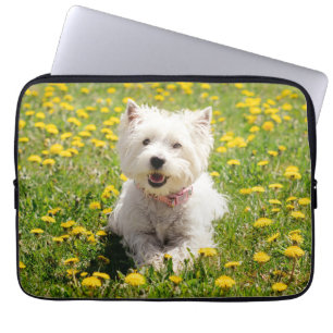 Housse Pour Ordinateur Portable Cutest Baby Animals Westie Dog in Dandelions