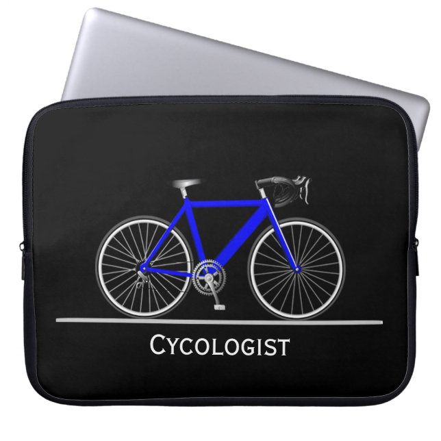 Housse Pour Ordinateur Portable Cycologiste Blue Bike sur noir (Devant)