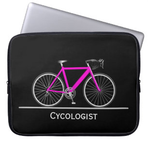 Housse Pour Ordinateur Portable Cycologiste Vélo rose sur noir