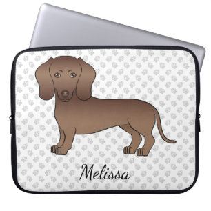 Housse Pour Ordinateur Portable Dachshund à poil court au chocolat Dessin animé de