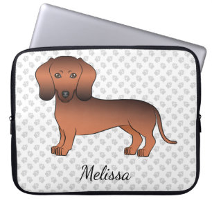 Housse Pour Ordinateur Portable Dachshund à poil court Sable Rouge Dessin Animé Ch