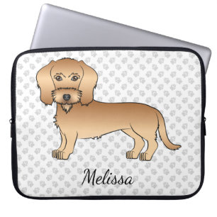 Housse Pour Ordinateur Portable Dachshund à poil dur blé Cartoon Chien Et Nom