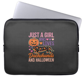 Housse Pour Ordinateur Portable Dachshund drôle d'Halloween Citrouille Amateur de