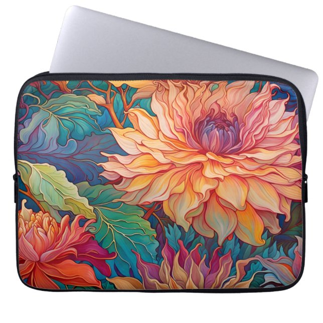Housse Pour Ordinateur Portable Dahlia Tapisserie florale (Devant)