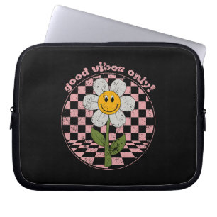 Housse Pour Ordinateur Portable Daisy rétro des années 70 Good Vibes uniquement
