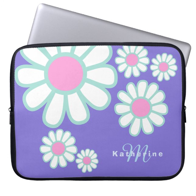 Housse Pour Ordinateur Portable Daisy Simple Monogramme Violet (Devant)