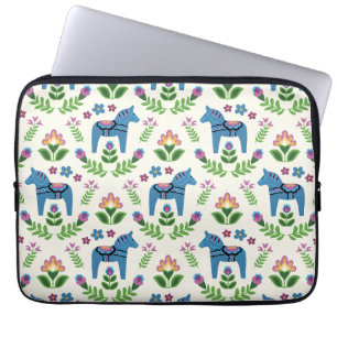 Housse Pour Ordinateur Portable Dala suédois Chevaux bleu