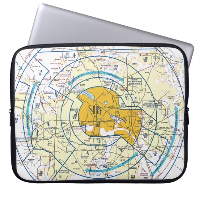 Housse Pour Ordinateur Portable Dallas - Ft. Graphique d'itinéraire (Devant)
