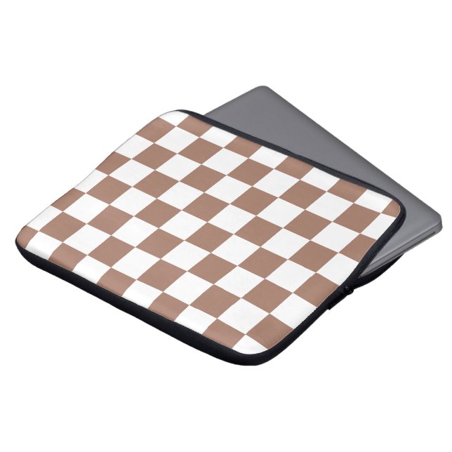 Housse Pour Ordinateur Portable Damas géométriques marron blanc rétro (Devant haut)