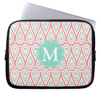Housse Pour Ordinateur Portable Damassé élégante moderne Paisley de corail