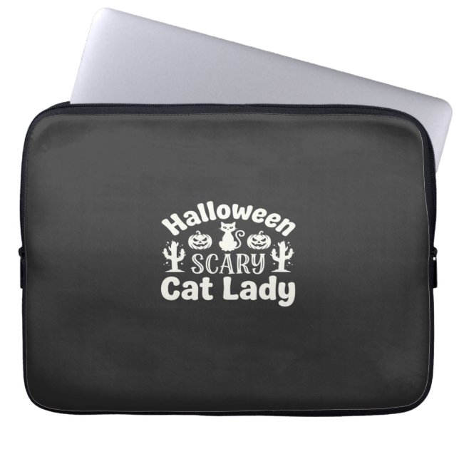 Housse Pour Ordinateur Portable Dame de chat effrayante Halloween_1 (Devant)