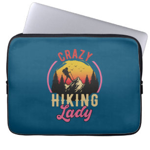 Housse Pour Ordinateur Portable Dame Randonnée folle, Femme Aime La Randonnée Mont
