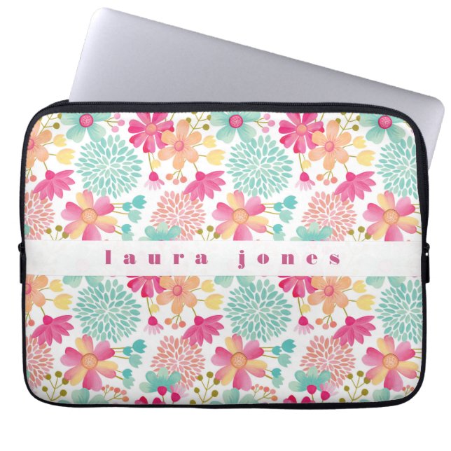 Housse Pour Ordinateur Portable Dames Filles Peintes Floral Nom Coque (Devant)