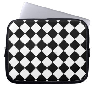 Housse Pour Ordinateur Portable Damier Noir et Blanc Diamant Classique