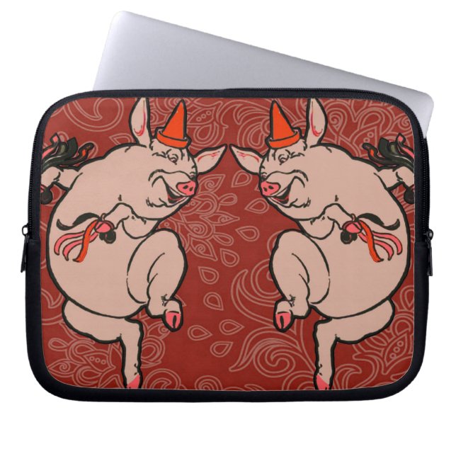 Housse Pour Ordinateur Portable Dancing Pig Antique Cute Danseuse (Devant)