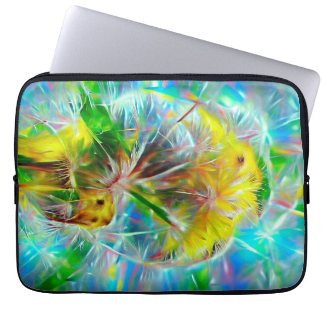 Housse Pour Ordinateur Portable Dandelions Ethereal dans Neon Dreamscape (Devant)