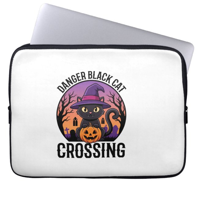 Housse Pour Ordinateur Portable Danger Halloween Chat Noir Traverse (Devant)