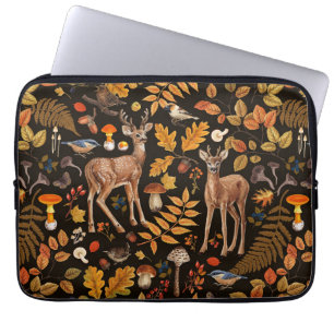 Housse Pour Ordinateur Portable Dans les bois / Cerf d'automne sur noir