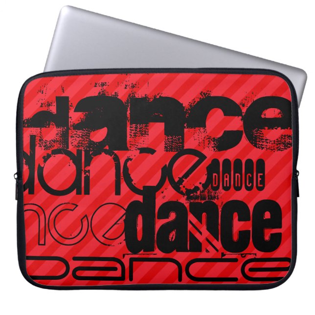Housse Pour Ordinateur Portable Danse ; Grandes rayures rouges écarlates (Devant)