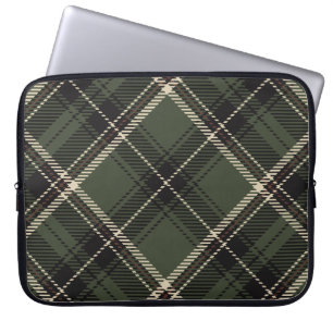 Housse Pour Ordinateur Portable Dark Academia Épince foncée Vert Plaid