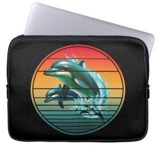 Housse Pour Ordinateur Portable Dauphin Vintage Océan Créature Marine Dauphins