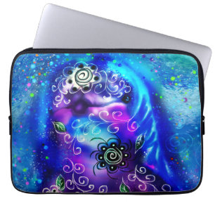 Housse Pour Ordinateur Portable Dauphin Whimsical Bleu Turquoise Côte Nautique