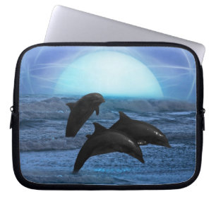 Housse Pour Ordinateur Portable Dauphins au clair de lune