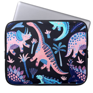 Housse Pour Ordinateur Portable De mignons dinosaures caricaturaux motif sans cout