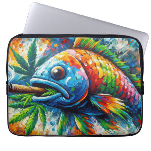 Housse Pour Ordinateur Portable Décor coloré Abstrait de murs de poissons Art