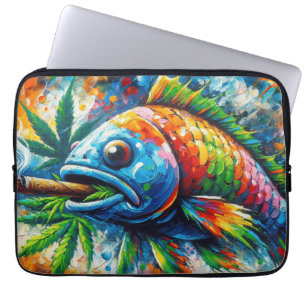 Housse Pour Ordinateur Portable Décor coloré Abstrait de murs de poissons Art
